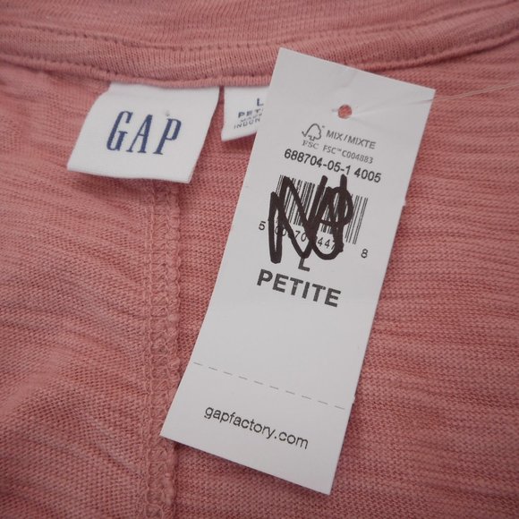 Gap Women's Size L Petite Sleeveless Tank Dress Pink V-neck 100% Cotton - Picture 5 of 6